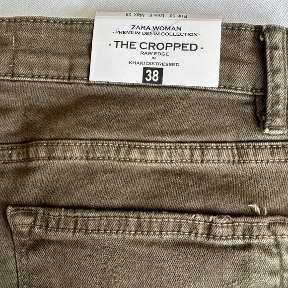 Zara "The Cropped" Pant in Army Green Size 38 NWT - Picture 10 of 16
